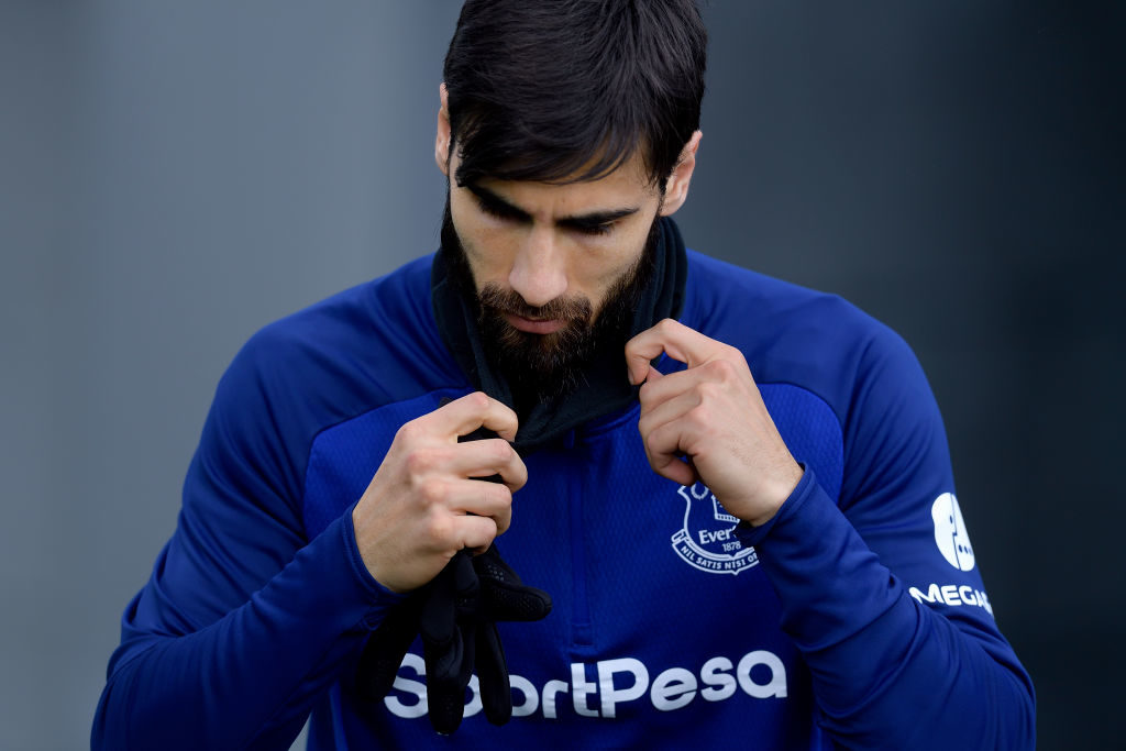 HALEWOOD, ENGLAND - MARCH 11 (EXCLUSIVE COVERAGE) Andre Gomes during the Everton Training Session at USM Finch Farm on March 11 2020 in Halewood, England.  (Photo by Everton FC via Getty Images)