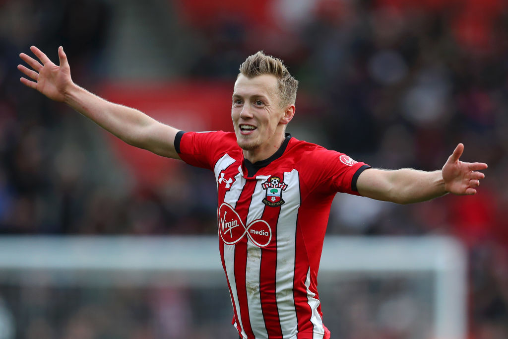 SOUTHAMPTON, ENGLAND - MARCH 09: James Ward-Prowse of Southampton celebrates after scoring his team's second goal during the Premier League match between Southampton FC and Tottenham Hotspur at St Mary's Stadium on March 09, 2019 in Southampton, United Kingdom. (Photo by Catherine Ivill/Getty Images)