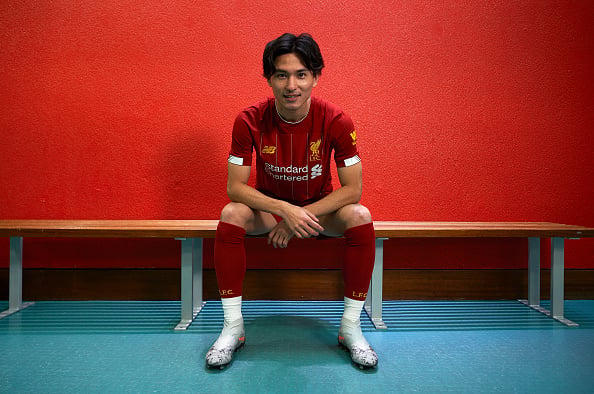 LIVERPOOL, ENGLAND - DECEMBER 18: (THE SUN OUT, THE SUN ON SUNDAY OUT) Takumi Minamino signs for Liverpool Football Club on December 18, 2019 in Liverpool, England. (Photo by Nick Taylor/Liverpool FC/Liverpool FC via Getty Images)