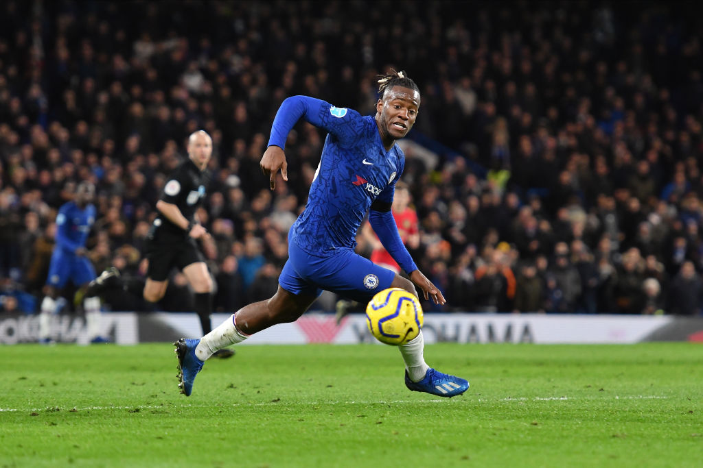 Michy Batshuayi during the Premier League match between Chelsea FC and Manchester United at Stamford Bridge on February 17, 2020 in London, United Kingdom. (Photo by MI News/NurPhoto via Getty Images)