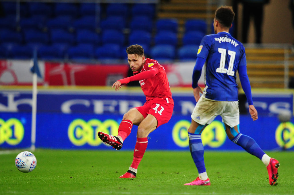 CARDIFF, WALES - FEBRUARY 25: Matty Cash of Nottingham Forest in action during the Sky Bet Championship match between Cardiff City and Nottingham Forest at the Cardiff City Stadium on February 25, 2020 in Cardiff, Wales. (Photo by Athena Pictures/Getty Images)