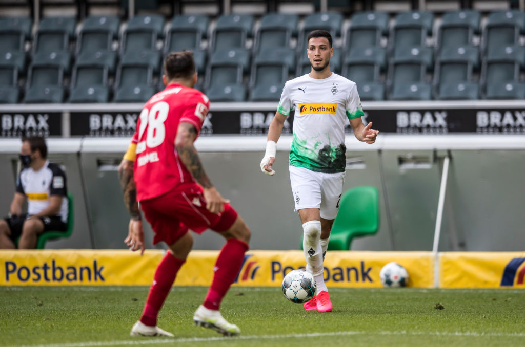 MOENCHENGLADBACH, GERMANY - MAY 31: Ramy Bensebaini of Borussia Moenchengladbach in action during the Bundesliga match between Borussia Moenchengladbach and 1. FC Union Berlin at Borussia-Park on May 31, 2020 in Moenchengladbach, Germany. (Photo by Christian Verheyen/Borussia Moenchengladbach via Getty Images)