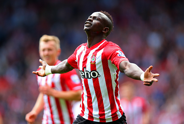 SOUTHAMPTON, ENGLAND - MAY 16:  Sadio Mane of Southampton celebrates scoring the opening goal during the Barclays Premier League match between Southampton and Aston Villa at St Mary's Stadium on May 16, 2015 in Southampton, England.  (Photo by Bryn Lennon/Getty Images)