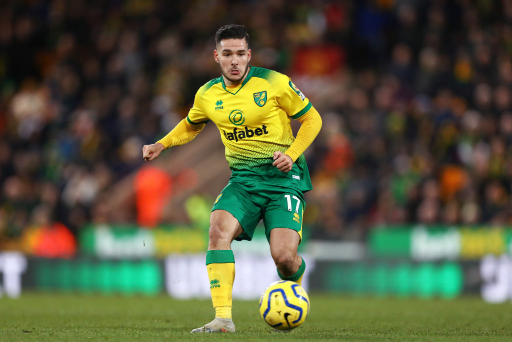 Emi Buendia of Norwich City in action during the Premier...