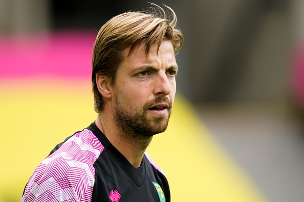 Norwich City's Dutch goalkeeper Tim Krul reacts during the English Premier League football match between Norwich City and West Ham United at Carrow Road in Norwich, eastern England on July 11, 2020. (Photo by Tim Keeton / POOL / AFP) / RESTRICTED TO EDITORIAL USE. No use with unauthorized audio, video, data, fixture lists, club/league logos or 'live' services. Online in-match use limited to 120 images. An additional 40 images may be used in extra time. No video emulation. Social media in-match use limited to 120 images. An additional 40 images may be used in extra time. No use in betting publications, games or single club/league/player publications. /  (Photo by TIM KEETON/POOL/AFP via Getty Images)