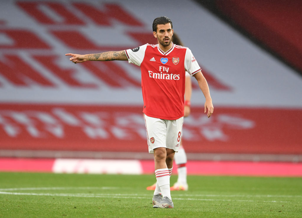 LONDON, ENGLAND - JULY 07: Dani Celballos of Arsenal during the Premier League match between Arsenal FC and Leicester City at Emirates Stadium on July 07, 2020 in London, England. (Photo by Stuart MacFarlane/Arsenal FC via Getty Images)