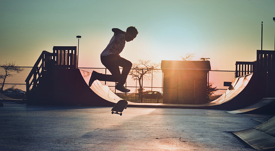 Skateboarder Jumping