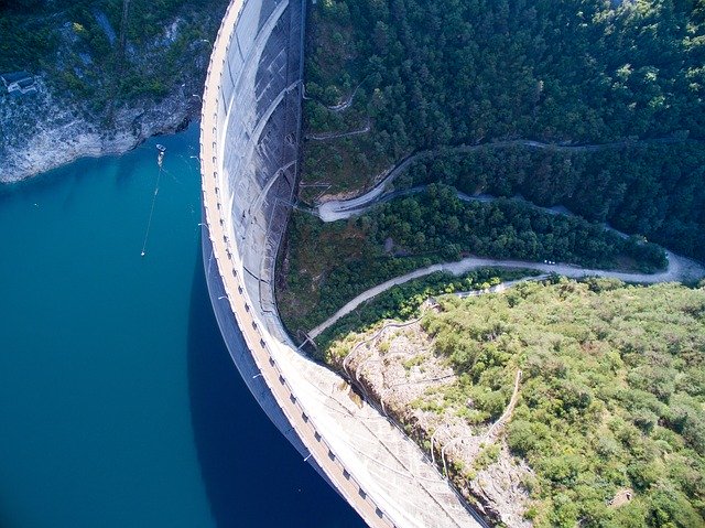 View of a dam and reservoir 