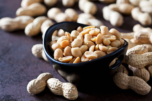 Bowl of salted peanuts