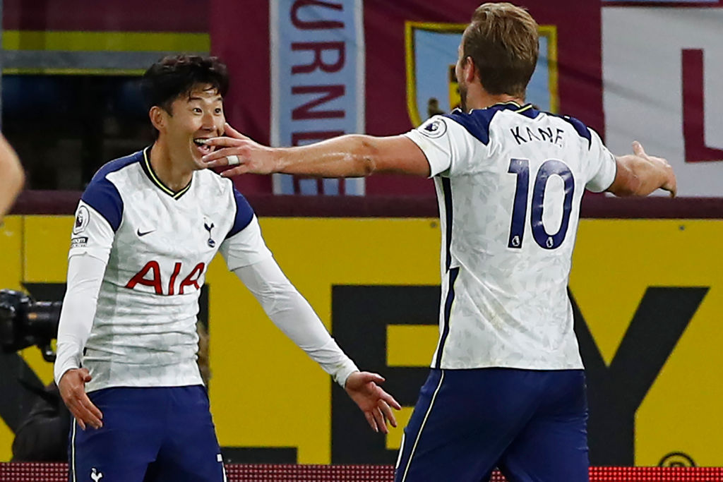 Harry Kane and Son Heung-min celebrate against Burnley