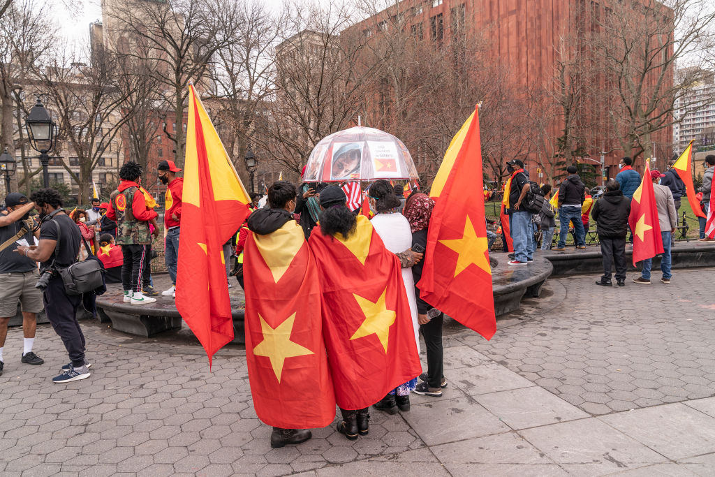 red flag with star and triangle