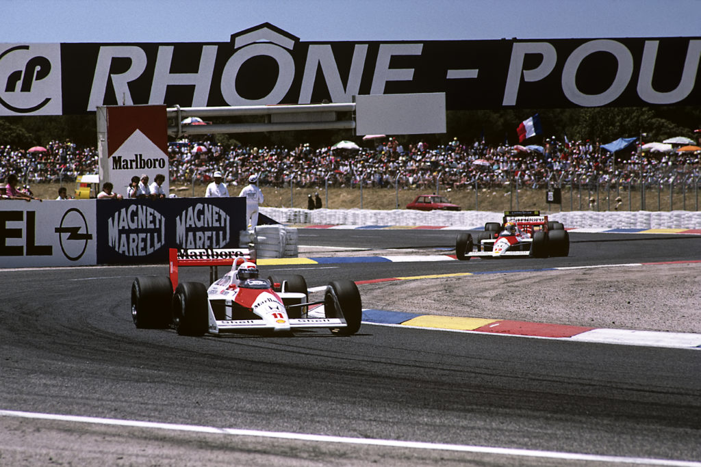 formula-one-f1-french-grand-prix-paul-ricard-le-castellet-mclaren-mp44-alain-prost-leads-ayrton-senna