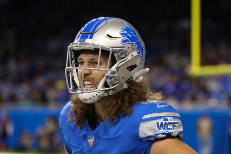 What does 'WCF' mean on the Detroit Lions jersey?