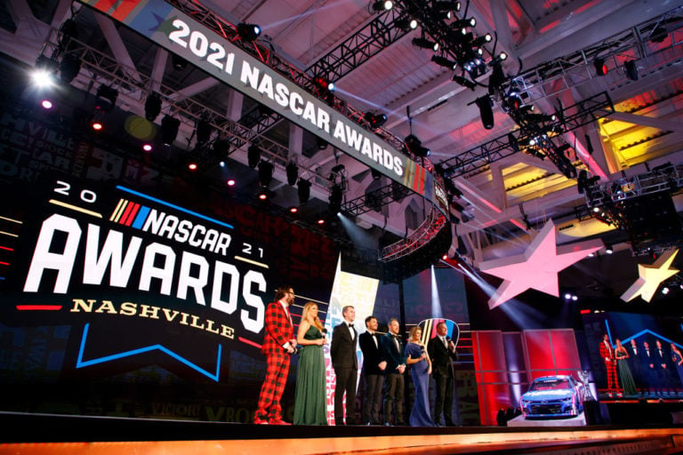 What is the TV coverage for the NASCAR awards banquet?