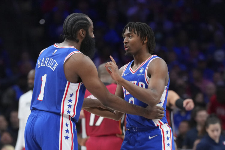 Tyrese Maxey throws cushion after James Harden yells at him during Game 6 loss