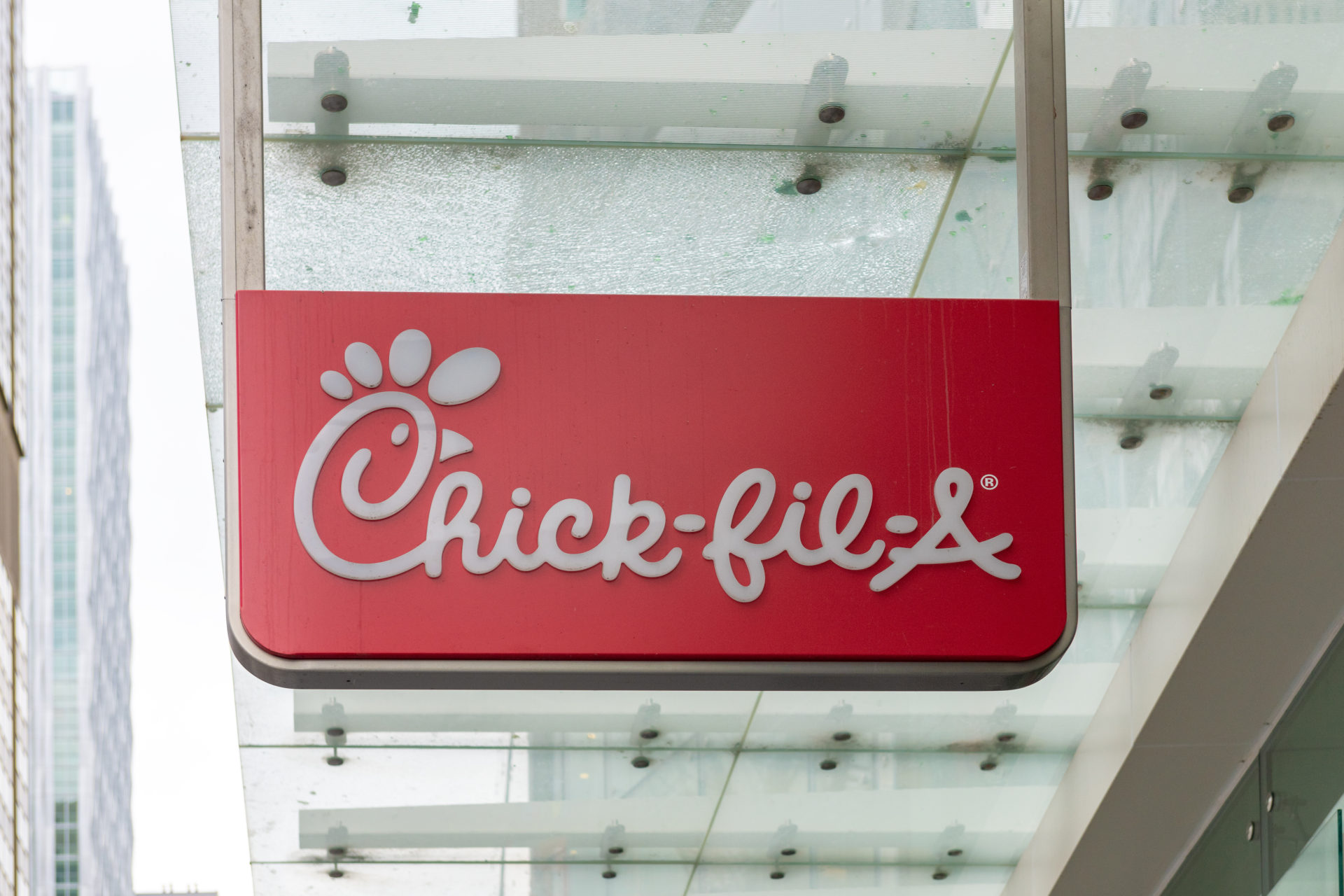 Sign of Chick-Fil-A in Yonge Street in the downtown district...