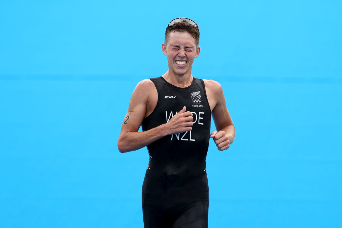 Why did Hayden Wilde get a time penalty in the men's triathlon?
