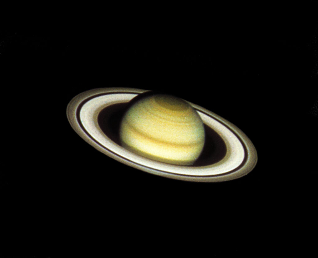 1990 - This color image of Saturn was taken with the Hubble Space Telescope's (HST's) Wide Field Camera (WFC) at 3:25 am EDT, August 26, 1990, when the planet was at a distance of 2.39 million km (360 million miles) from Earth.