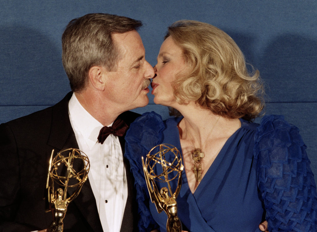 Emmy Winners William Daniels and wife Bonnie Bartlett at Emmy Awards Show 1986