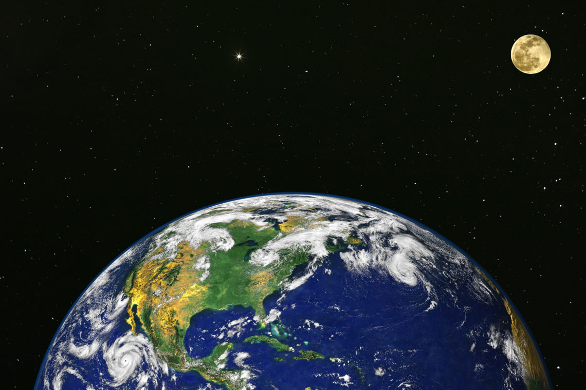 Earth and full Moon