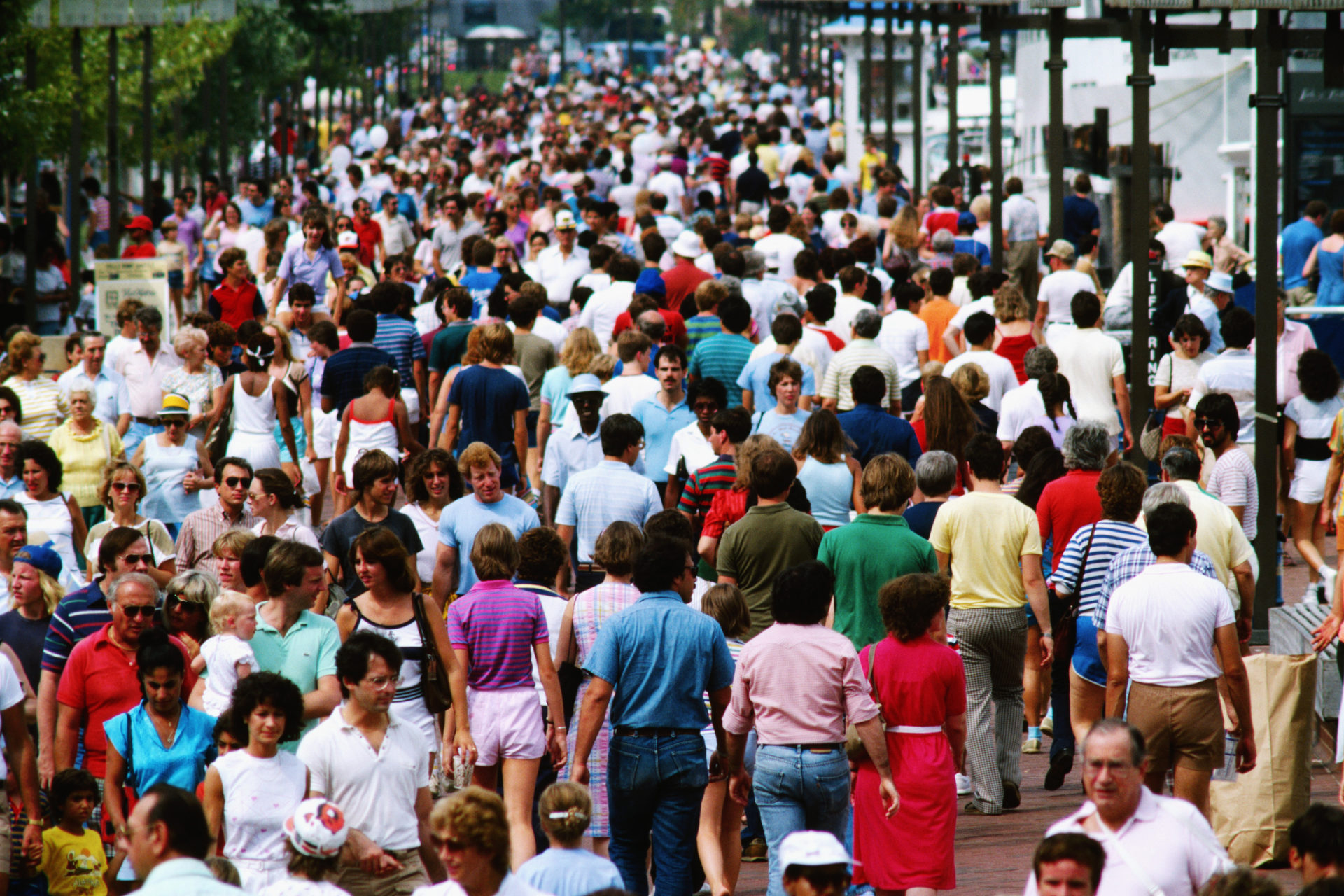 Crowds on the Pier at Harbor place in Baltimore, Maryland