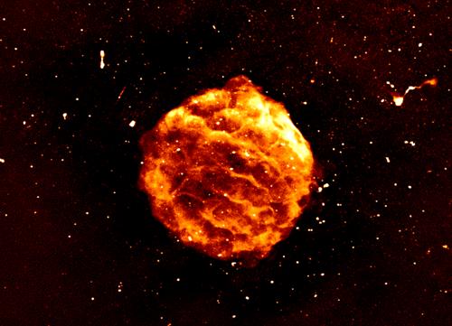A supernova in space, exploding one million years ago