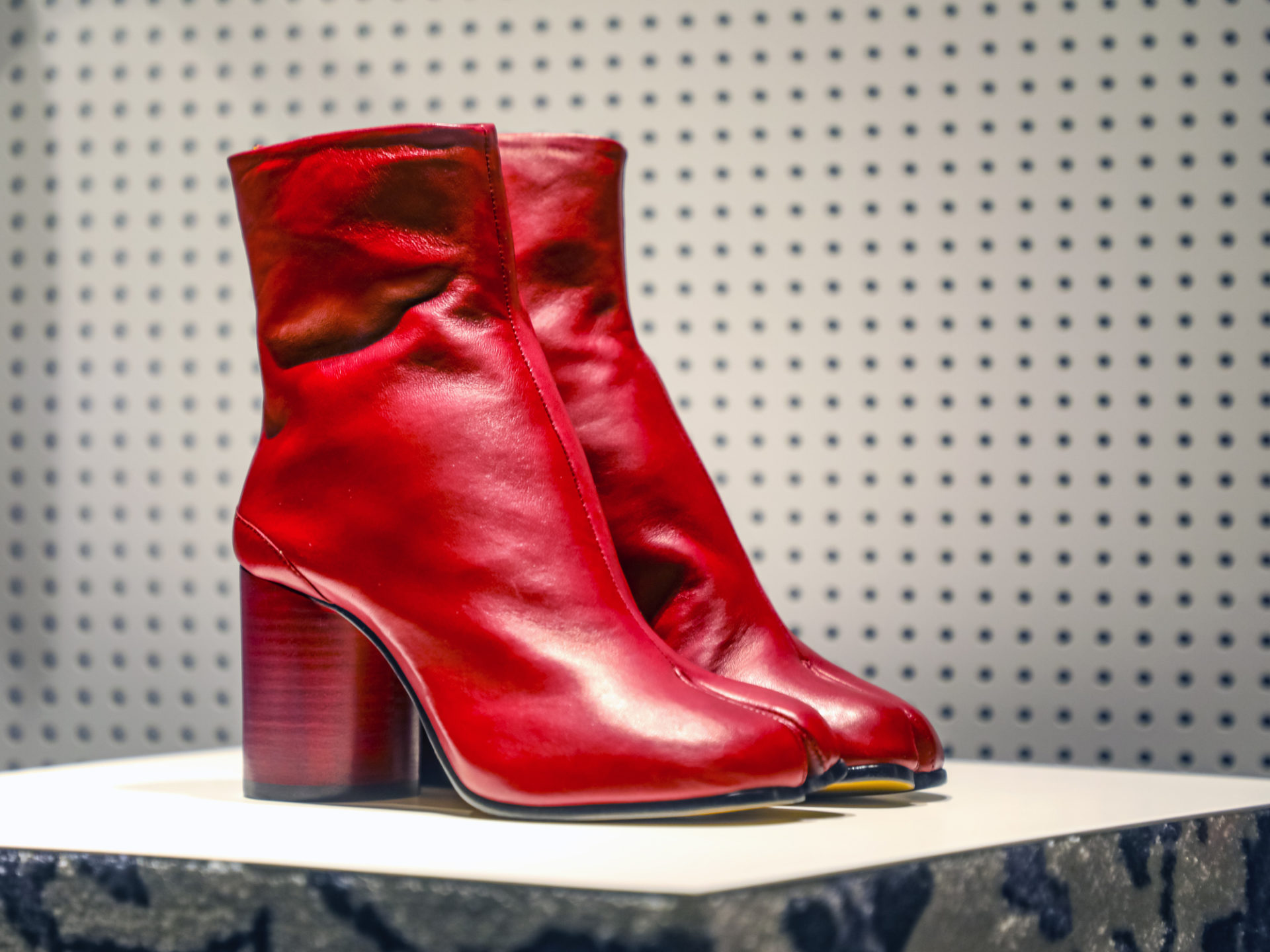Red ankle boots