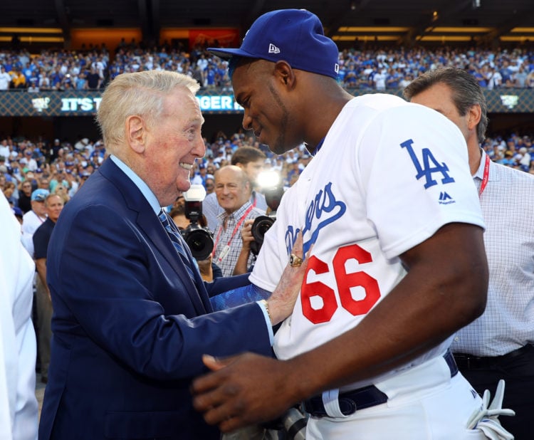 Yasiel Puig's touching tribute to Vin Scully after Hall of Fame broadcaster dies
