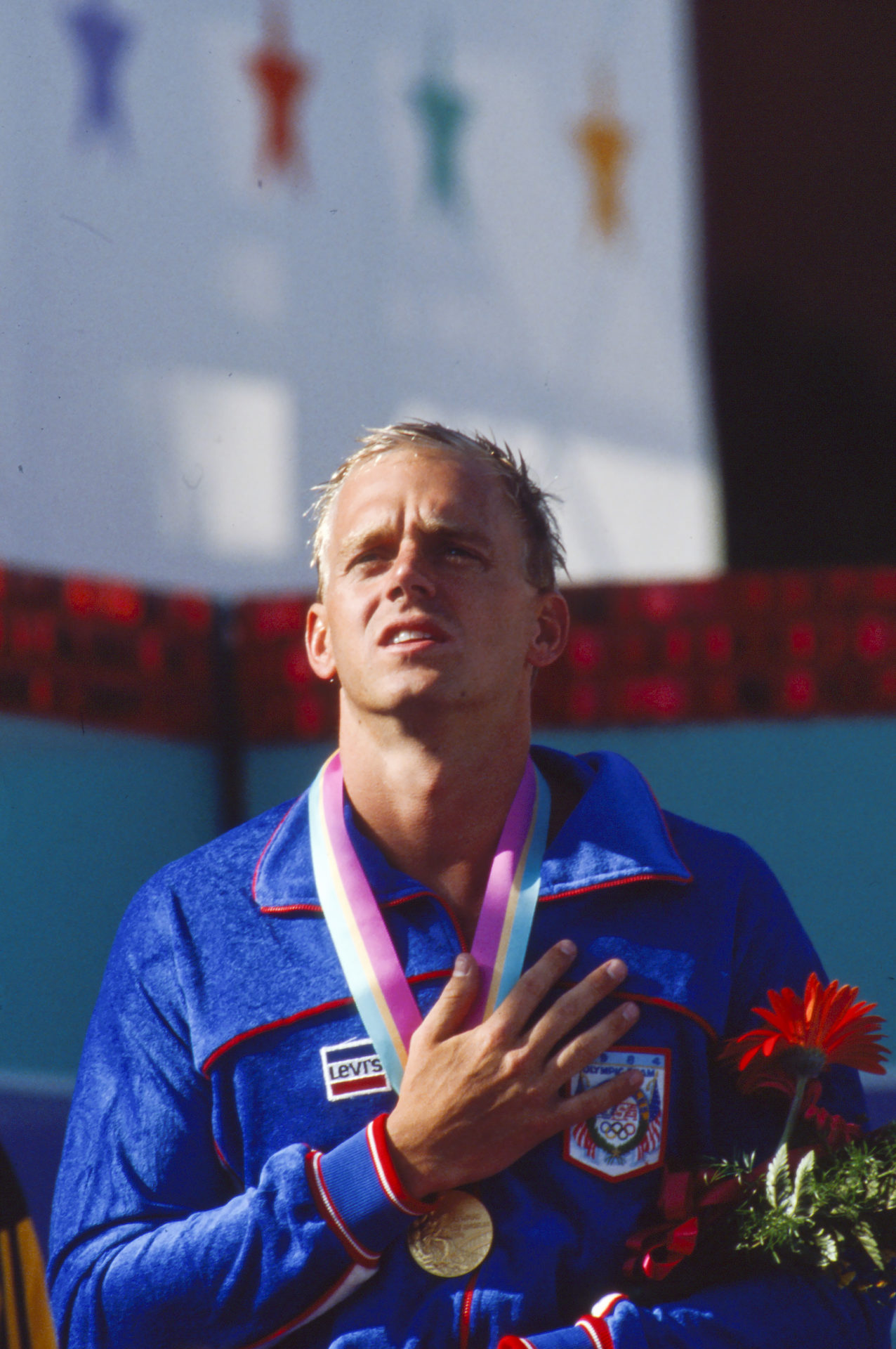Men's Swimming 100 Metre Freestyle Medal Ceremony At The 1984 Summer Olympics