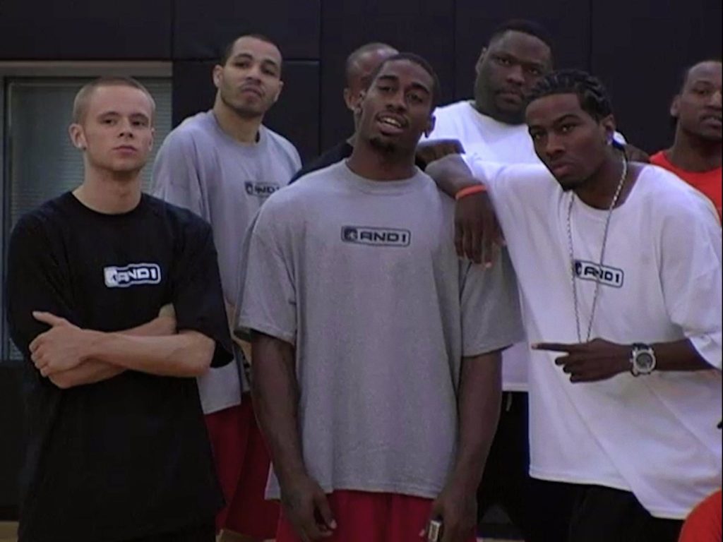 A group of streetball players representing AND1 wearing the brand's t-shirts