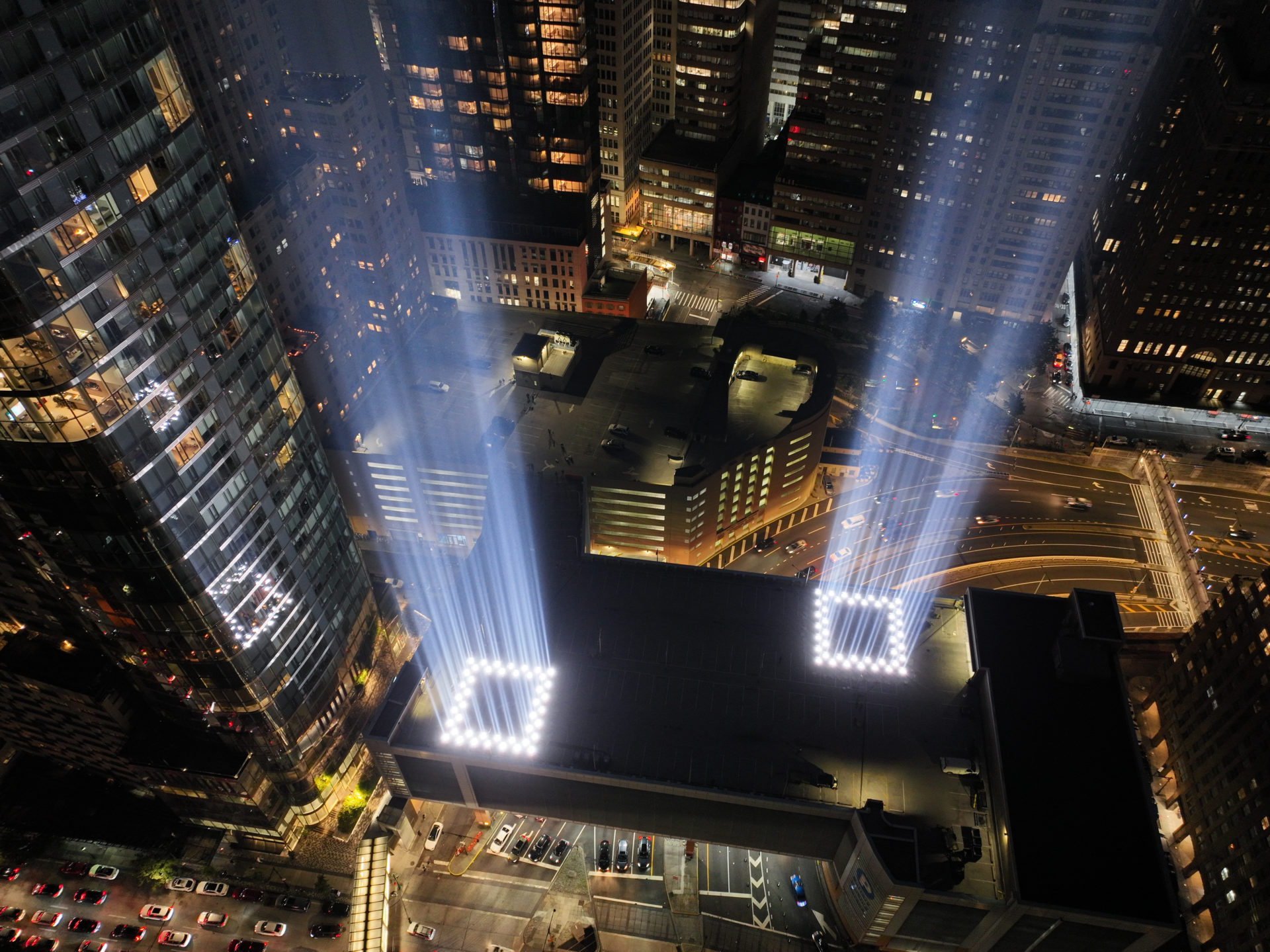 9/11 Tribute in Light probado en Nueva York