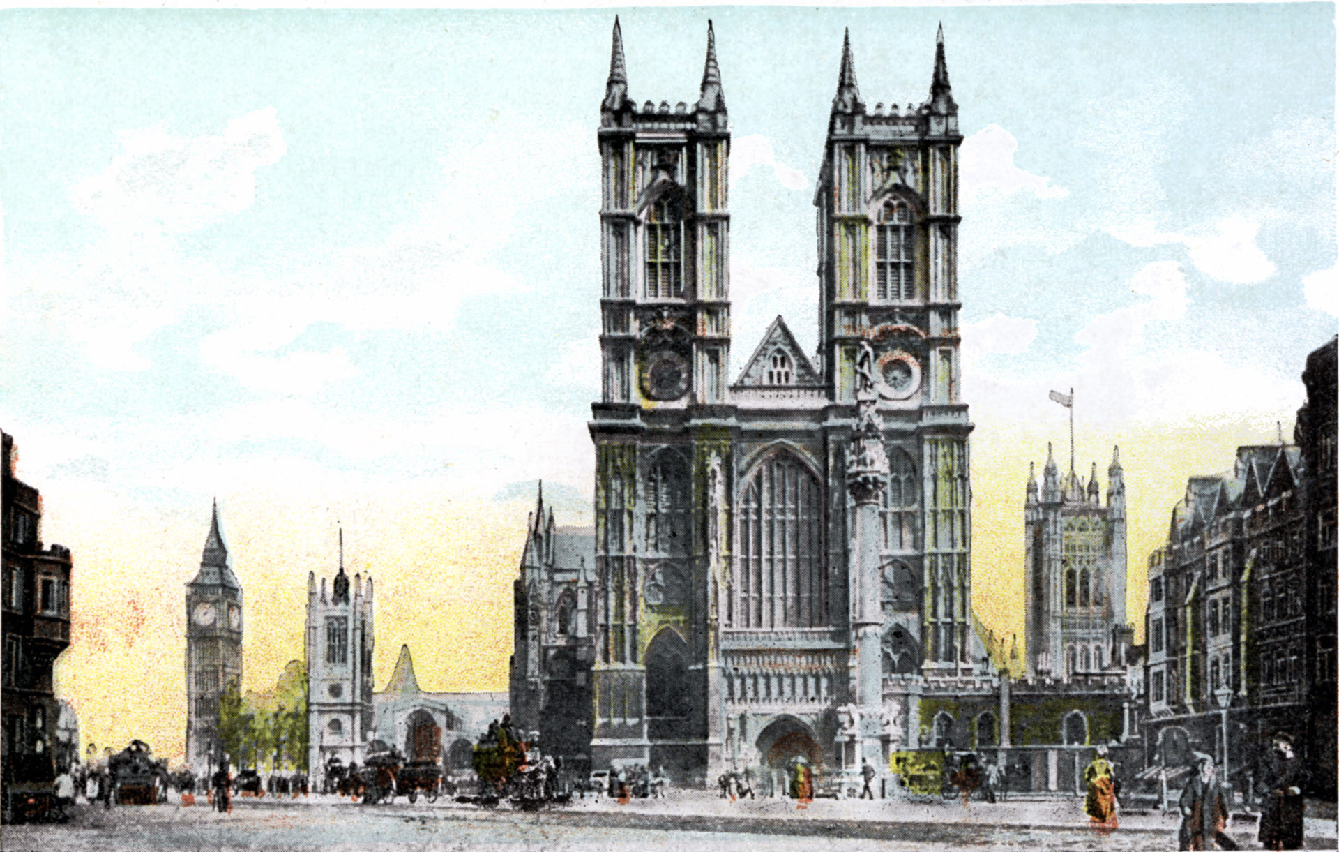 Westminster Abbey and Big Ben, London, 20th Century.