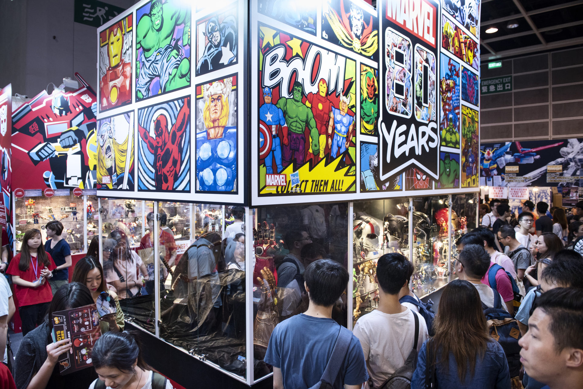 Visitors and customers seen at Disney's Marvel Studio booth...