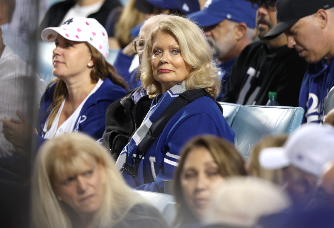 Dodgers fans want to know who 'mystery' man sat next to Mary Hart is