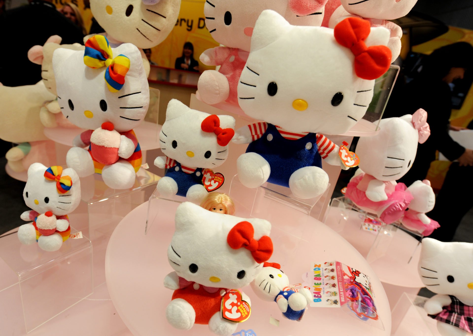 Hello Kitty dolls by Sanrio are displaye