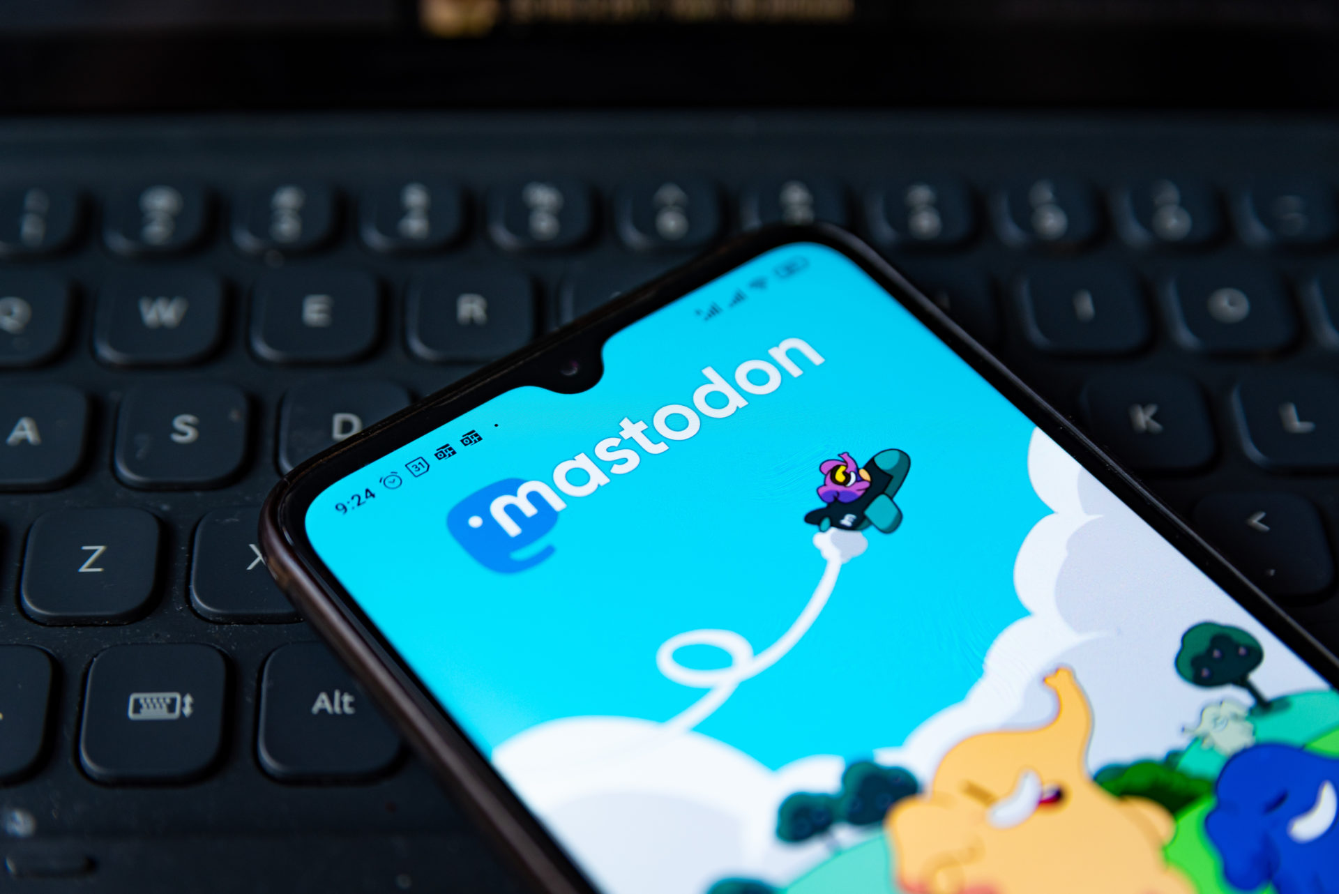 In this photo illustration, Mastodon app homepage is seen...