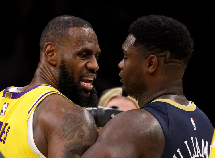 Fans joke Zion Williamson didn't want to let go of LeBron James during hug