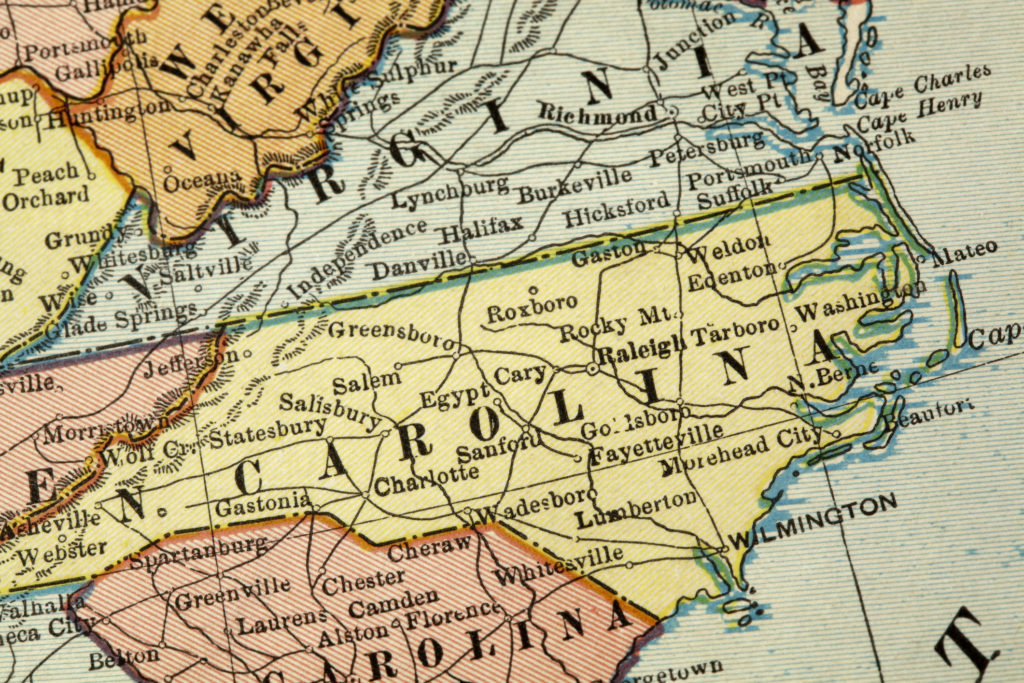 Picture of a map of North Carolina