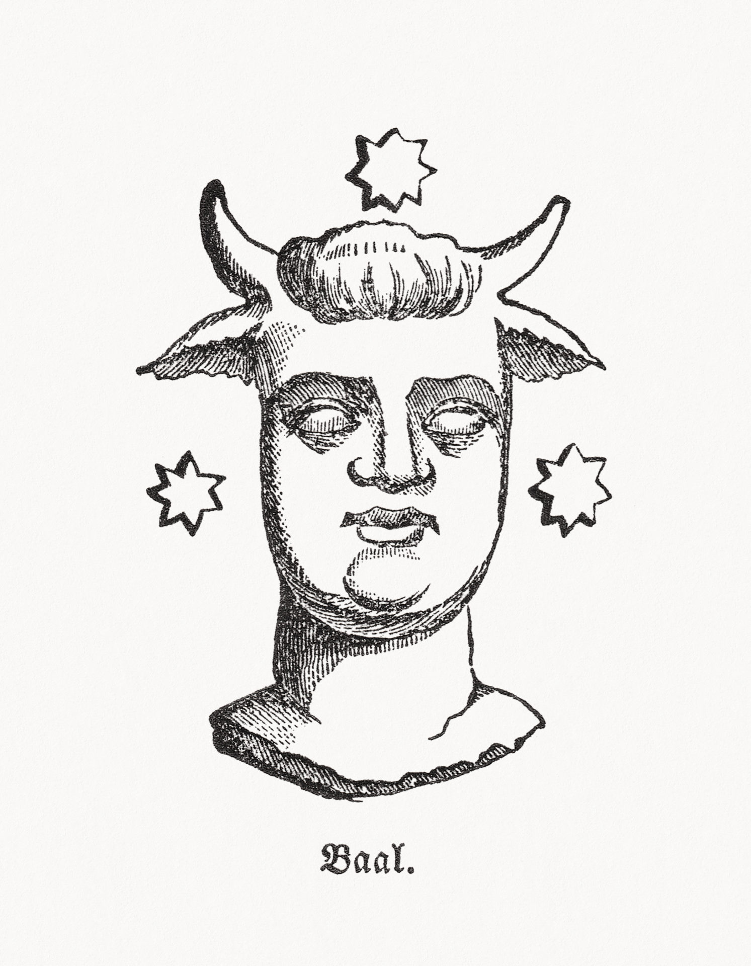 Baal, Canaanite god of weather and fertility, woodcut, published 1862