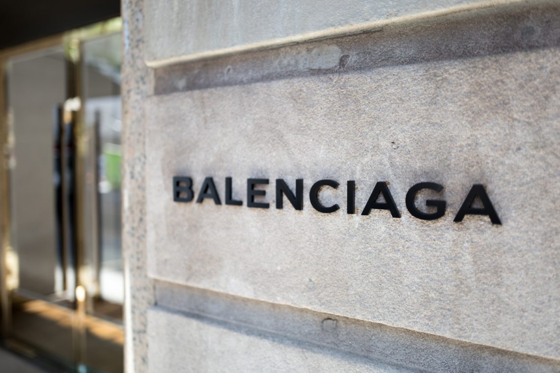 Balenciaga logo on a stone wall