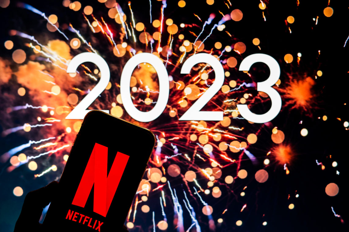 In this photo illustration a Netflix logo seen displayed on