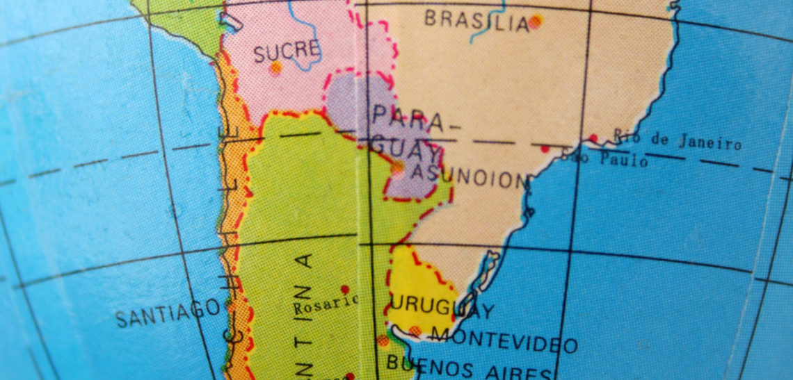 Map of South America with Argentina at the bottom