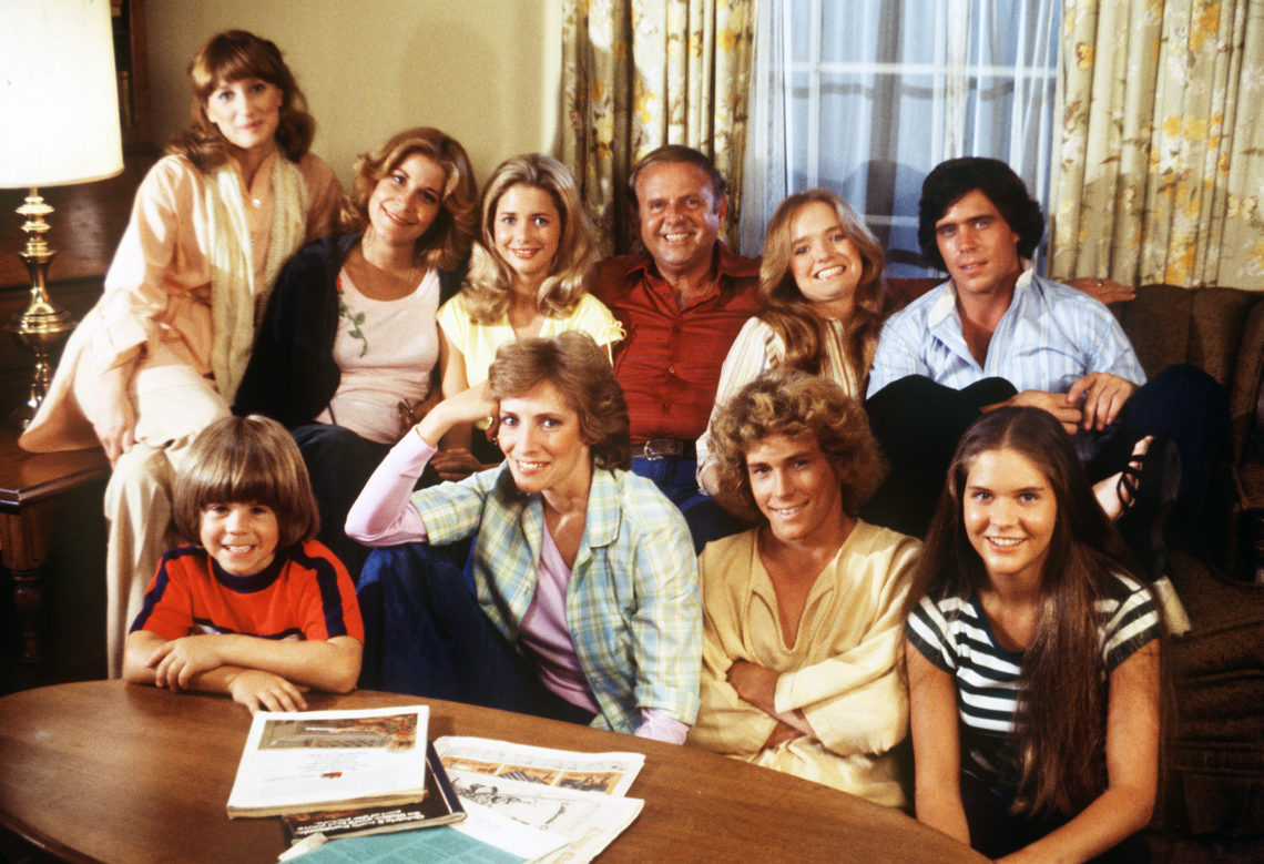 EIGHT IS ENOUGH Cast - Season Three - The Bradford family, pictured, top row, left: Laurie Walters (Joannie), Lani O'Grady (Mary), Dianne Kay (Nancy), Dick Van Patten (Tom), Susan Richardson (Susan), Grant Goodeve (David). Bottom row, left: Adam Rich (Nicholas), Betty Buckley (Abby), Willie Aames (Tommy), Connie Needham (Elizabeth),