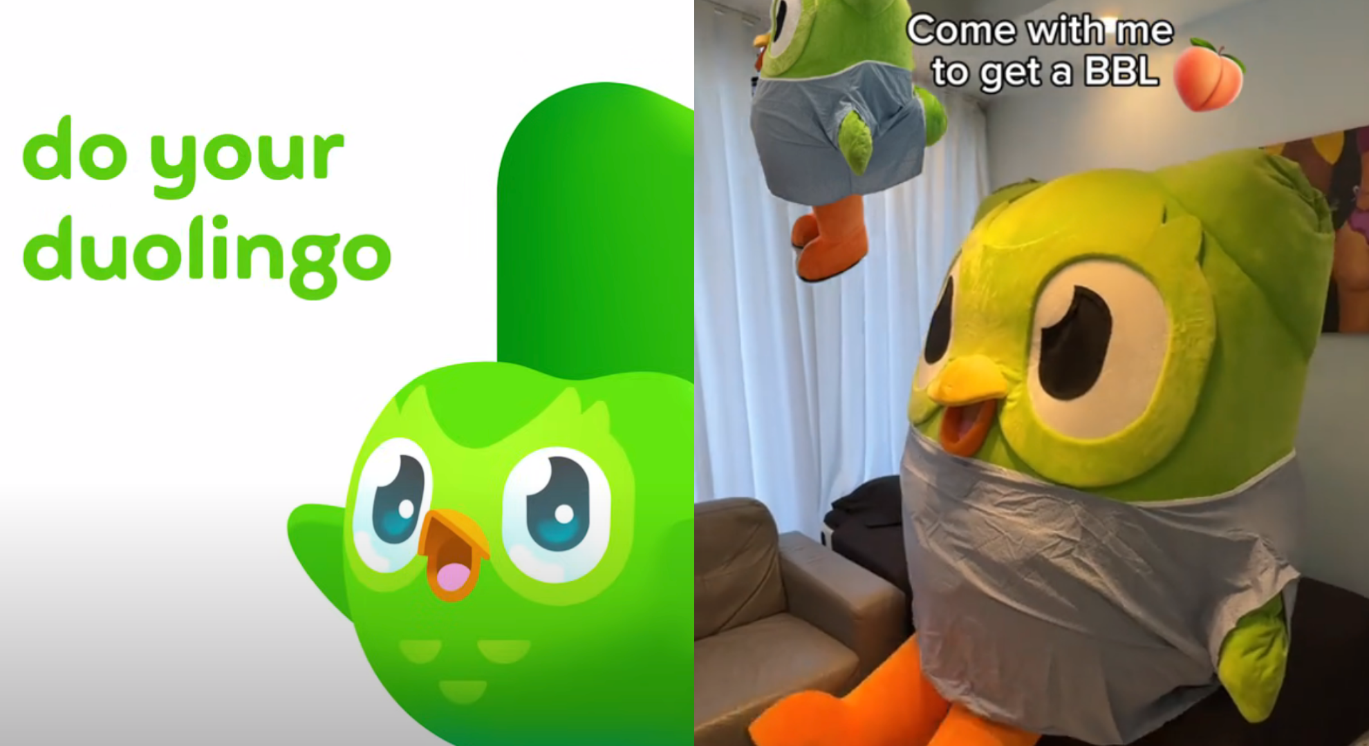 Duolingo mascot flaunts 'BBL surgery' at the Super Bowl in bizarre 5-second  commercial