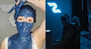 Woman blends into curtains in ultimate relationship prank that has