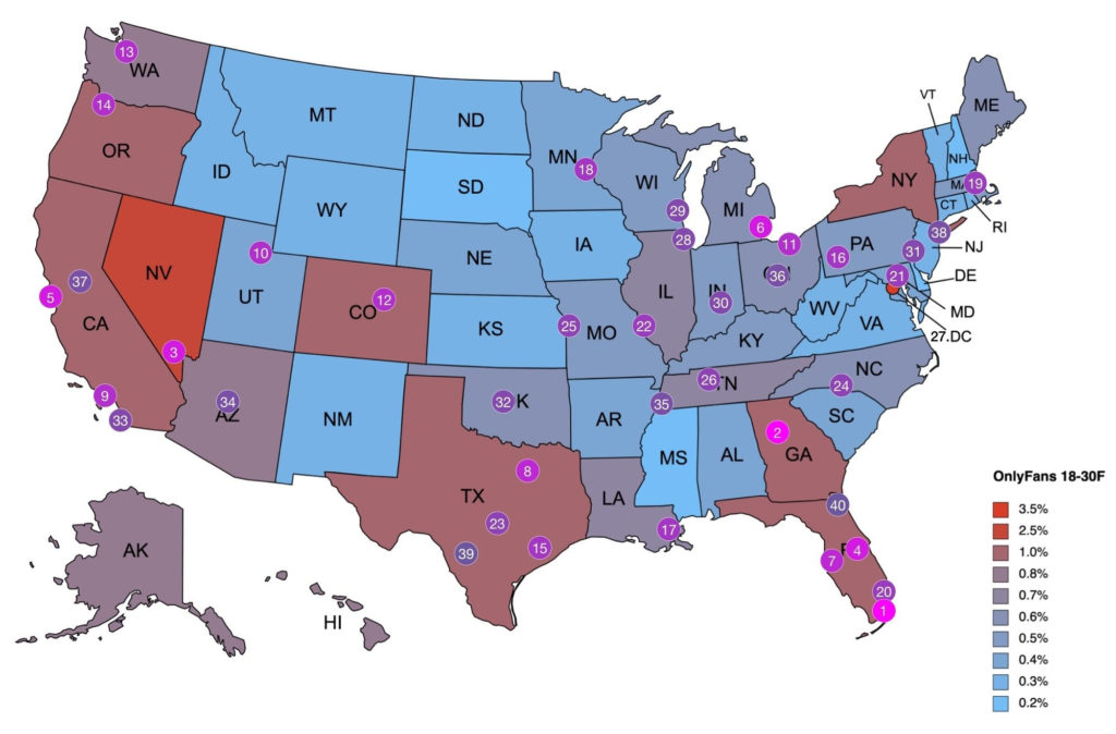 US city with the most OnlyFans creators revealed